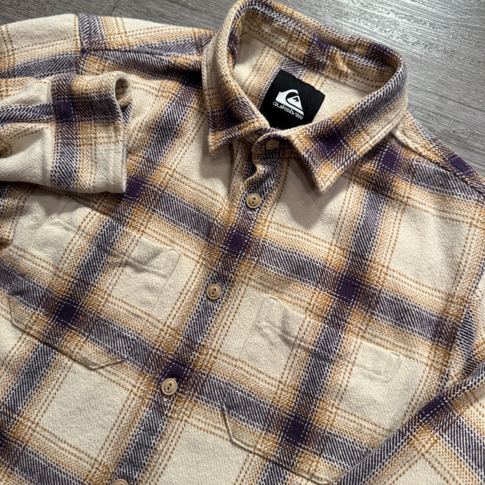 Quiksilver Shirt Men S Plaid Cotton Heavyweight Brushed Flannel Heritage Skate